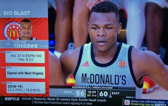 WVU-Bound Oscar Tshiebwe Notches Double-Double in McDonald's All-American Game