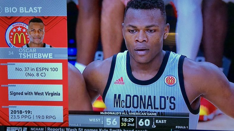 WVU-Bound Oscar Tshiebwe Notches Double-Double in McDonald's All-American Game